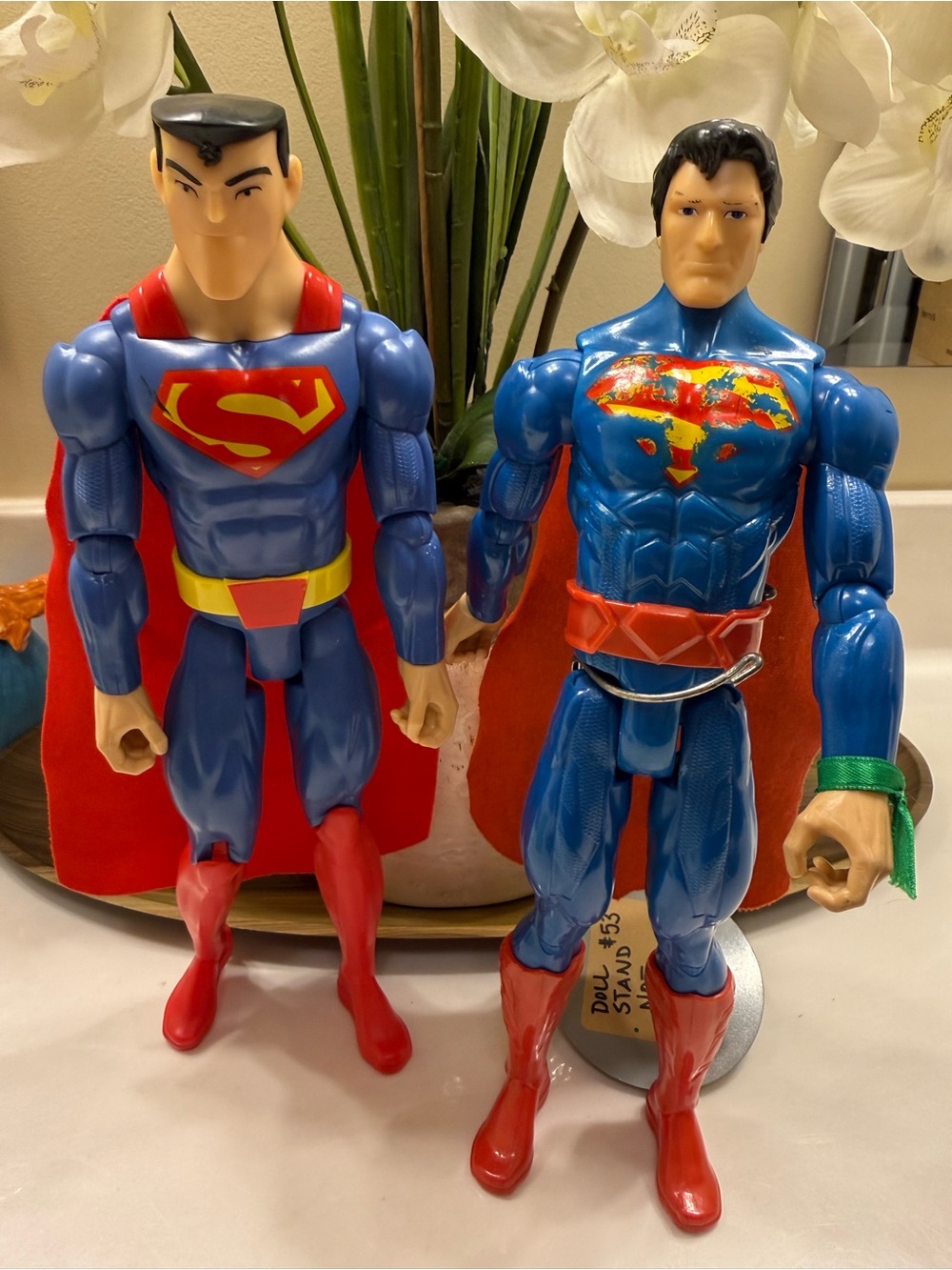 2 Superman Action Figures - Blue, Red & Yellow Twin Set